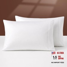 Egyptian Cotton Queen Pillow Cases Set of 2 Standard / Queen Pillowcases White