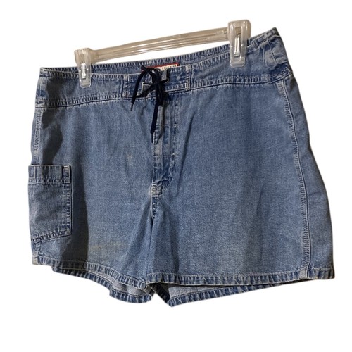 Vintage 90er Y2K Old Navy Denim Shorts Damen 34 x 4 Cargotasche hinten Kordelzug - Bild 13 von 16
