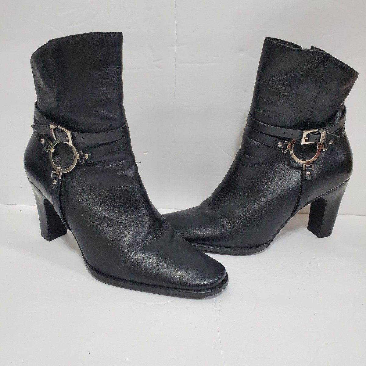 Harley Davidson Leather Black Stiletto Side Zip Motorcycle BOOTS