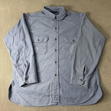 Vintage Woolrich Shirt Mens XL Blue Heavy Chamois Flannel Button Up USA