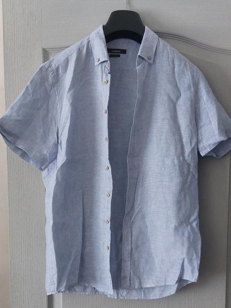 Men Cacharel Shirt Blue Linen S