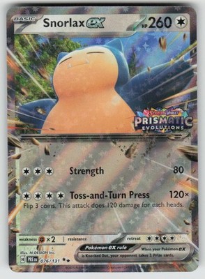 Snorlax ex (Prismatic Evolution Stamped) Holo 076/131 Pokemon NM