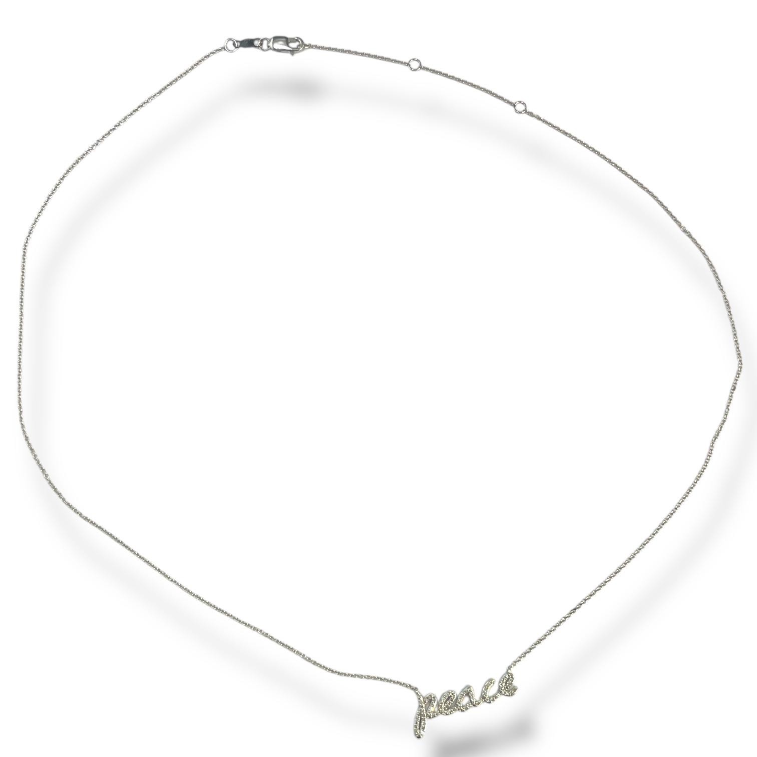 Solid White Gold Diamond Studded Peace Necklace - image 2