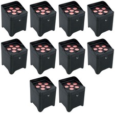  10 Chauvet DJ Freedom Par T6 Wireless Rechargeable RGB LED DMX Wash Up-lights