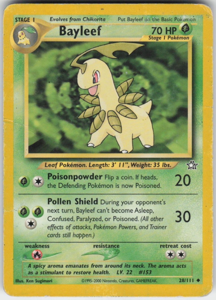 Pokemon TCG Bayleef (28) 028/111 Neo Genesis Uncommon card Unlimited HP