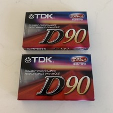 Lot of 2 TDK Blank Cassette Tapes D90 90 Minutes Type I High Output SEALED