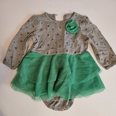 Cherokee Gray Green Star One piece With Tutu Baby 9M