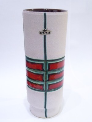 Bay Keramik Tivoli Vase - West German 25cm hoch weiß Fat Lava Germany Vintage