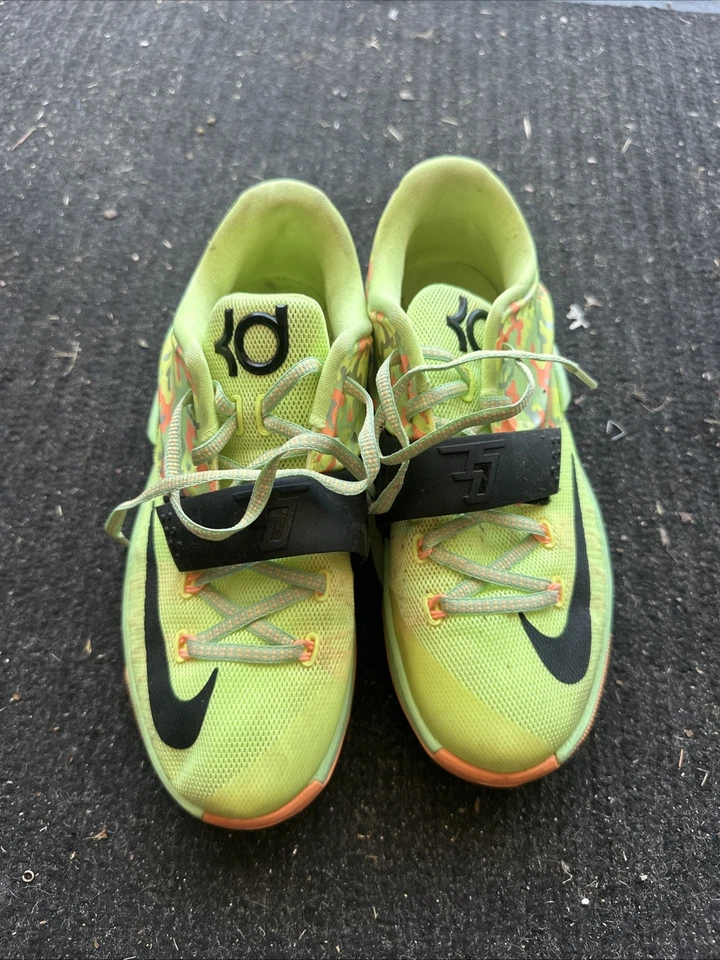 Nike KD 7 'Easter' Líquido Lima Negro Vapor Verde Puesta de Sol 669942-304 6Y dañado Foto 4 de 4