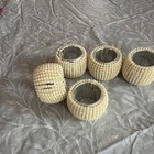 Beaded Napkin Rings Set of 5 Ivory & Silver Beads/Metal Holders — photo 2
