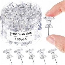 100 Pieces Jumbo Giant Large Push Pins 1 Inch Standard Thumb Tacks Steel Point a