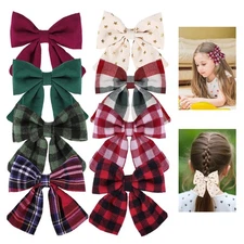 New Obeoby Hair Bows with Clips for Girls Toddlers Baby Women 8 Pcs Handmade 5"