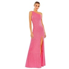 MAC DUGGAL Dress Size 4 Evening Gown Sequin NEW Bright Pink Strappy One Shoulder