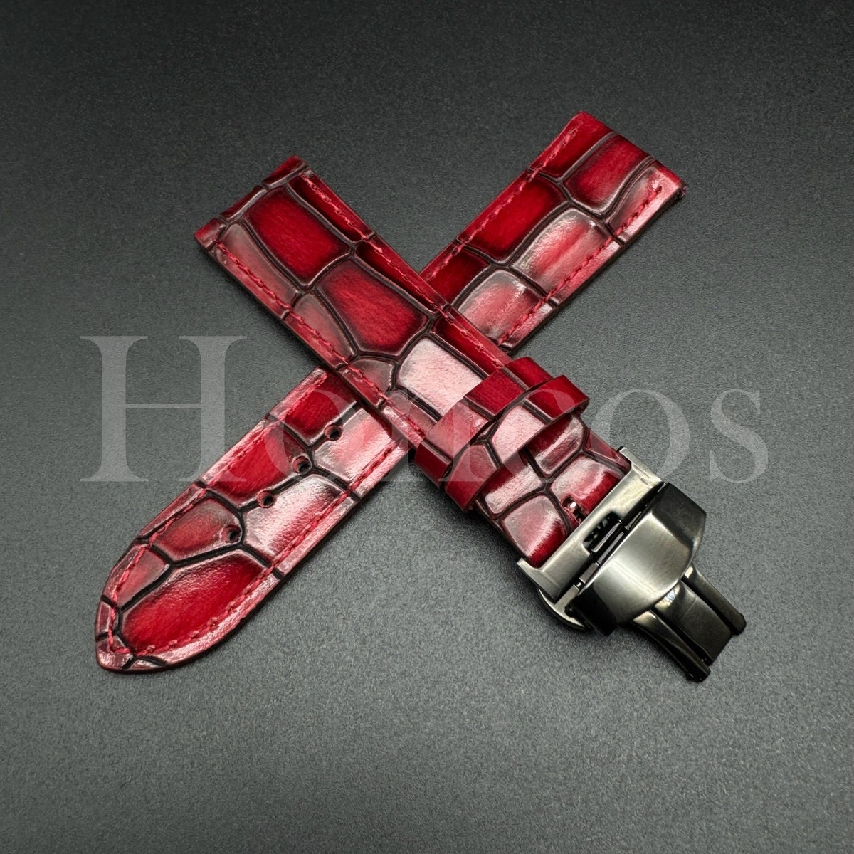 【レア品】 USSA 米国　サッカー協会 ストラップ 18 20 22 MM Leather Alligator Vintage Watch Strap Band Clasp Fits