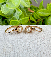 Boucles d’oreilles anciennes en or 18K et perle - 738003