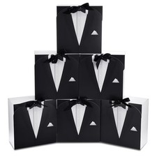 Set of 6 Groomsmen Box with Ribbon Groomsman Proposal Gift for Men Paper Gift Bo