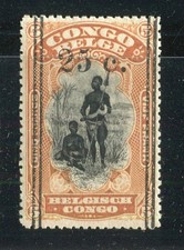 BELGIAN CONGO; 1922 early Surcahrged issue fine Mint hinged on 25/5Fr. value