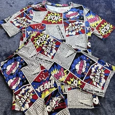 Pop Art Comic Print Set Top & Capris Fine & Fleur Boom Pow Bang Graphic Size S