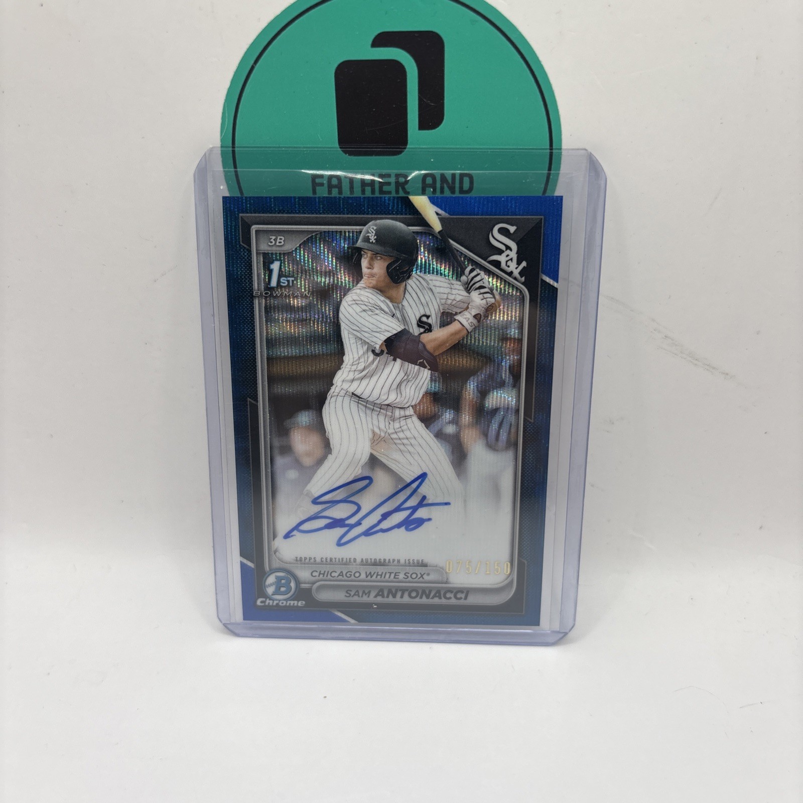 SAM ANTONACCI 2024 BOWMAN CHROME DRAFT 1ST BLUE WAVE AUTO /150