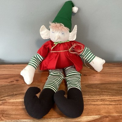 Handmade Christmas Holiday Elf Plush Fabric Toy Decor Hat Pointy Ears & Nose