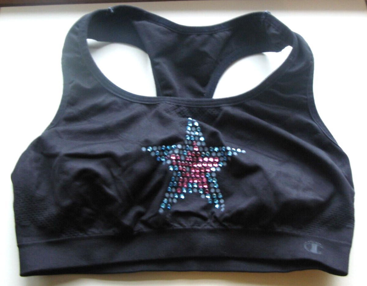 Women's Sport Bra Racer Back M Support by Champion Blue Pink