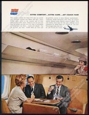 1960 United Airlines stewardess plane passengers photo vintage travel print ad
