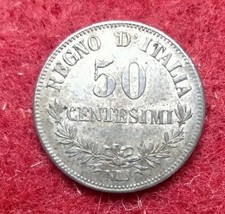 50 CENTESIMI 1863 NAPOLI N REGNO D'ITALIA VITTORIO EMANUELE II RARA ARGENTO 