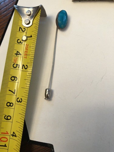 Broche à bâton turquoise argentée Navajo - Photo 10/12