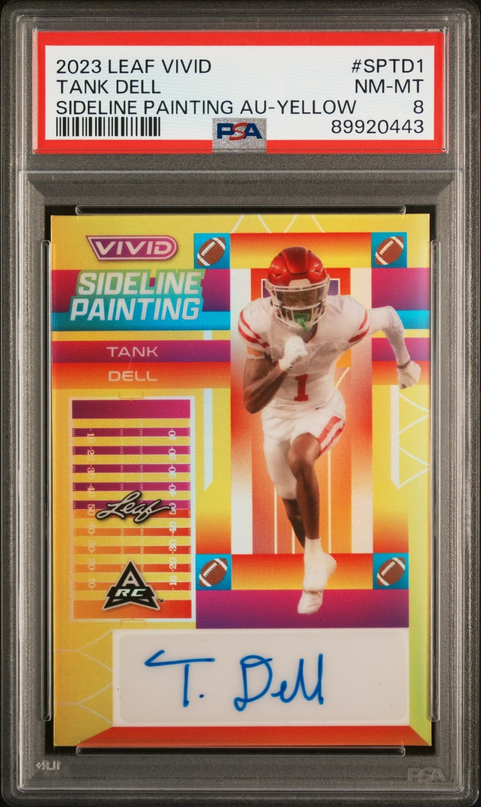 Tank Dell Leaf Vivid Sideline Painting Autographs #SPTD1 Yellow