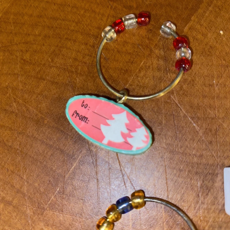 610 DIJES IDENTIFICADORES DE VIDRIO DE VINO Personaje Joyado con Cuentas Foto 3 de 4