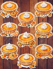 Fall Pumpkin Pie Vinyl Die Cut Stickers Set Scrapbooking Laptop Water Bottle