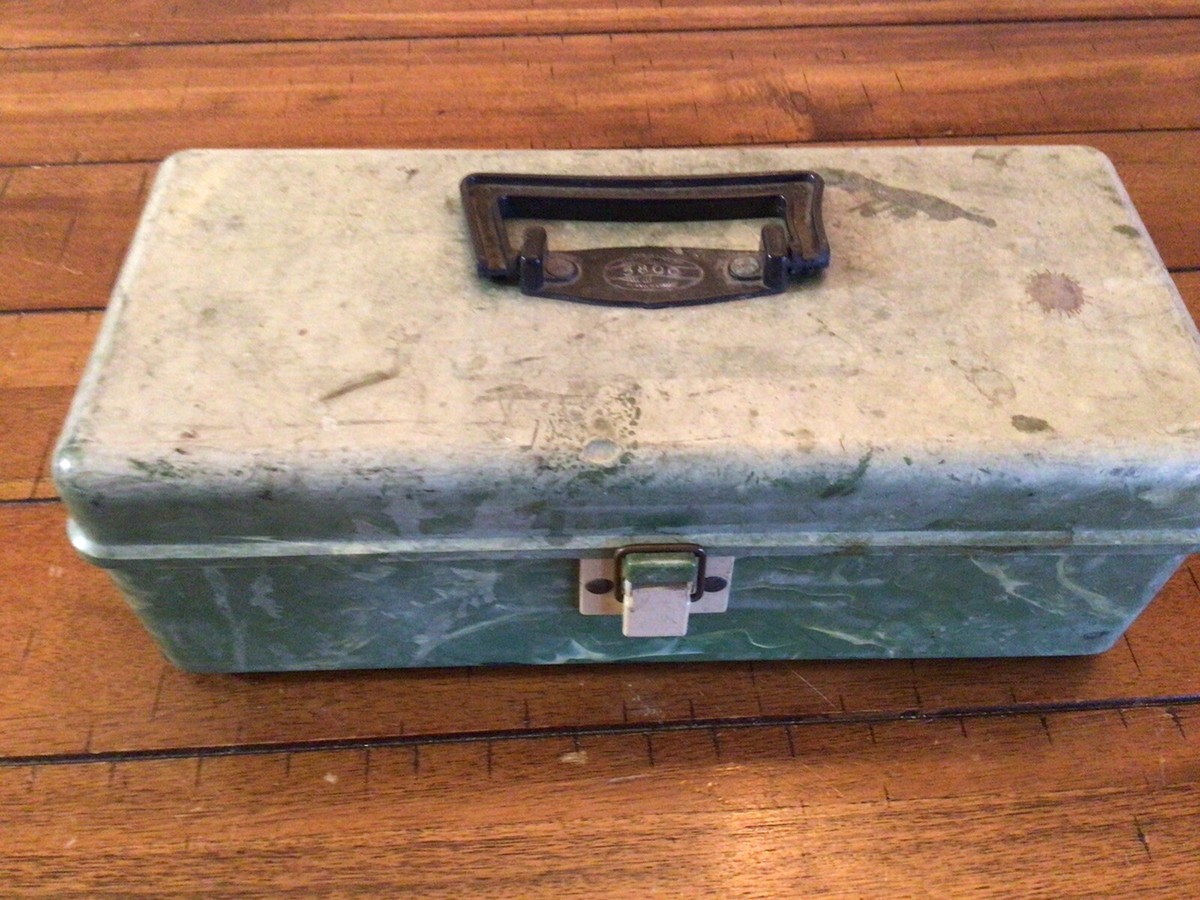bakelite tackle box Vintage PLANO BEACHCOMBER TACKLE BOX Green Marble Bakelite Plastic Plano  5800