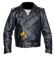 New Mens Genuine Cowhide Leather Brando Perfecto Biker Original Leather Jacket