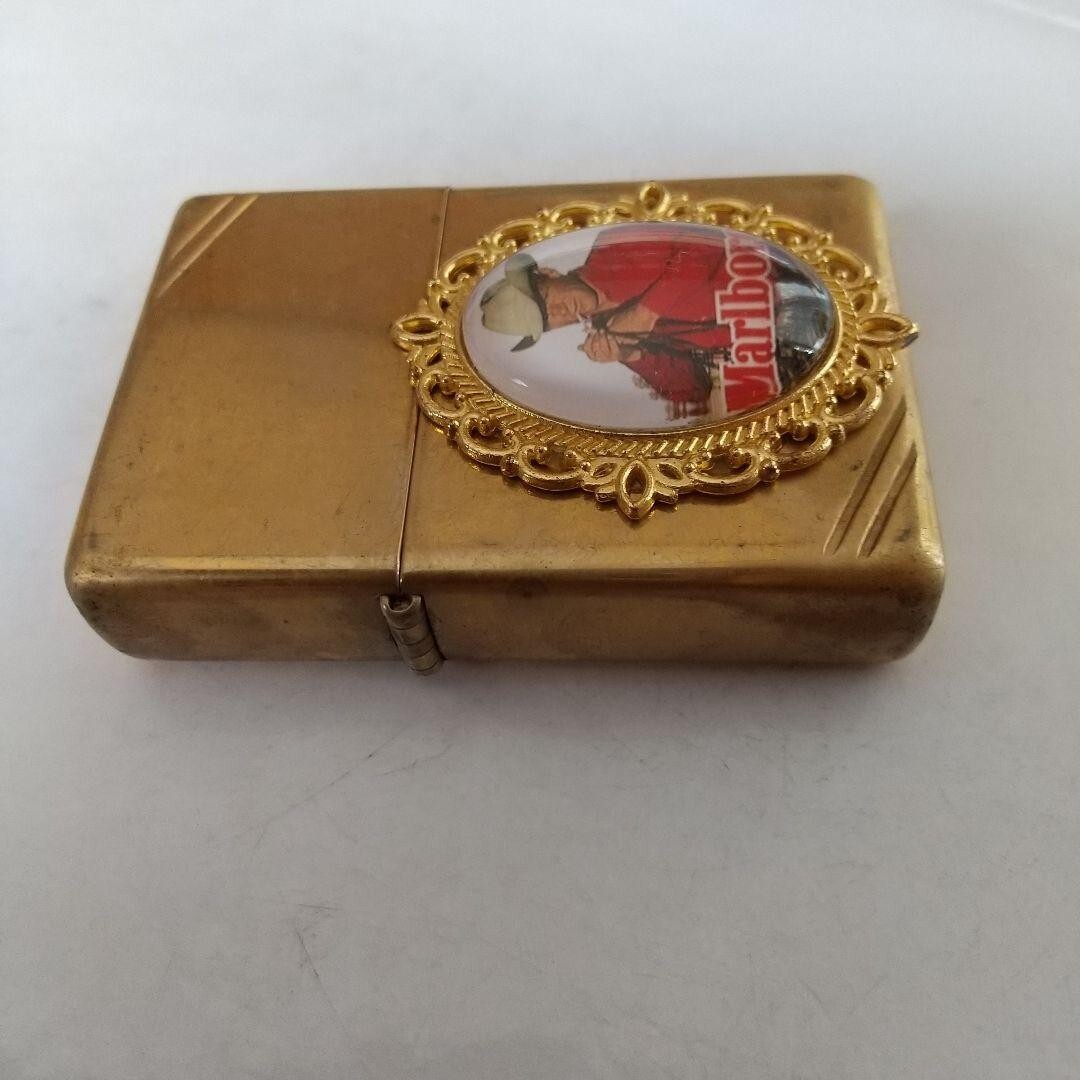 マルボロジッポーZIPPOゴールドブラス ZIPPO マルボロ アドベンチャー カスタム品 ゴールド ソリッド