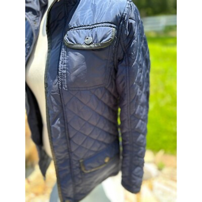 Youth Urban Republic Puffer Jacket Quilted Down Full Zip Flap Pockets Blue  14/1
