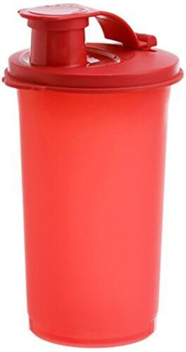 Bouteille d'eau sipper en plastique avec bouton bouchon antidéversement pour la maison couleur rouge 370 ml - Photo 1/4