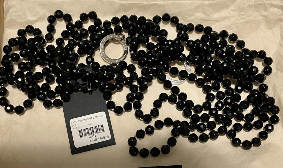 Joyería Kiki De Montparnasse facetada ónix cuentas y plata sujeción collar puños Foto 3 de 4