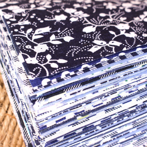 100 Sewing Charm Blue Flower Quilt Print Cotton Fabric Remnants Squares diy - Picture 2 of 7