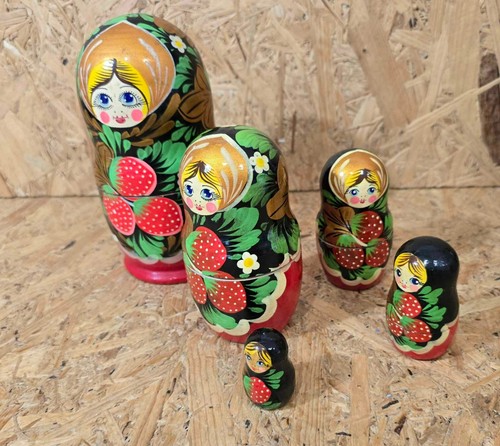5 Layer Nesting Dolls Spanish Transitional South American 5 piece Wood Babushka - Picture 4 of 7