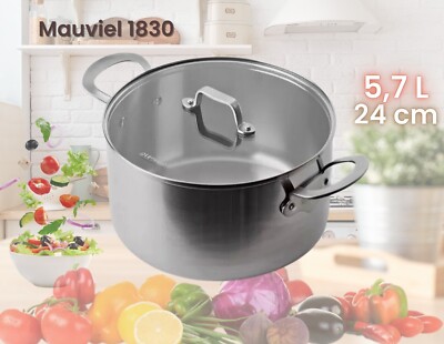 MAUVIEL 1830 M Cook Edelstahl Koch-Topf mit Deckel/ 5,7 L /24 CM