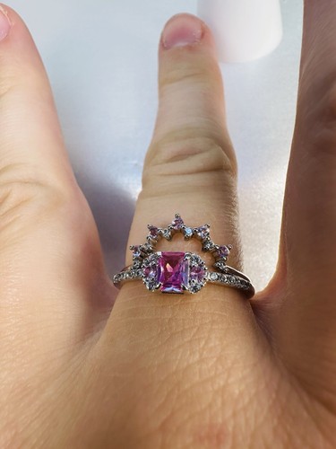 Ring Bombe Party Gr.9 RBP Brillant Rosa Edelstein & Rosa Krone Akzente Rhodium Pl - Bild 9 von 10