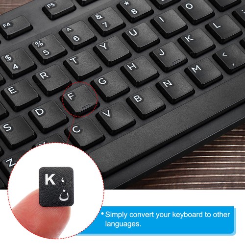 English Arabic Keyboard Stickers Cover Frosted, Black Background White Lettering - Picture 5 of 5