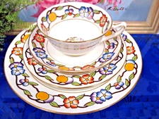 Star Paragon 1918 tea cup and saucer trio plates Boston pattern painted teacup