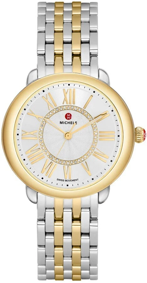 Michele New Serein Mid Two-Tone Gold Bezel Womens Swiss-Made Watch MWW21B000148