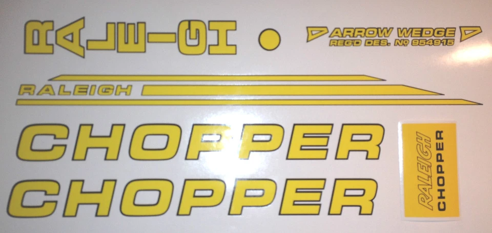 RALEIGH CHOPPER MK2 DECAL SET GLOSS YELLOW & BLACK OUTLINE - Image 1 of 1