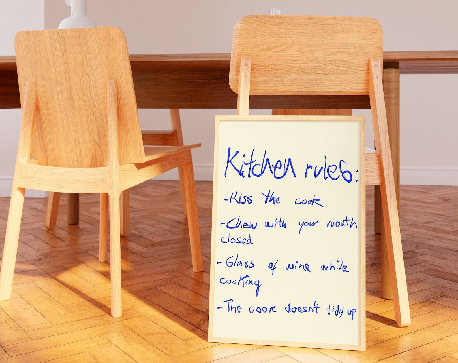 Blue Kitchen Rules Print Fun Kitchen Rules Poster Kitchen Wall Art