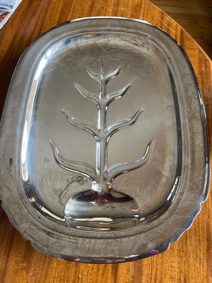 Vintage Silverplated Footed Reed & Barton Mayflower Tray Leaf Serving Platter - Image 3 of 4