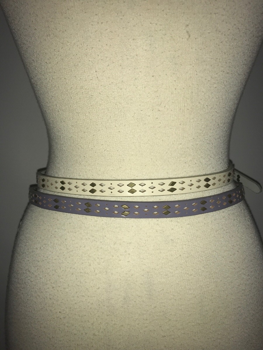 NEW Free People Skinny Laser Cut Studded Leather Belt Size S  display picture 3