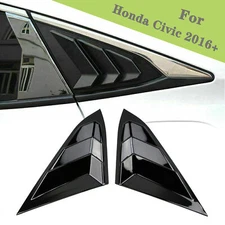 Matte Black Quarter Window Side Vent Louver Cover For Honda Civic Sedan 2016-20