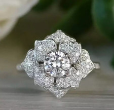 Sparkle White 4.38CT Brilliant Cut Diamonds Pretty Flower Cluster Design Ring